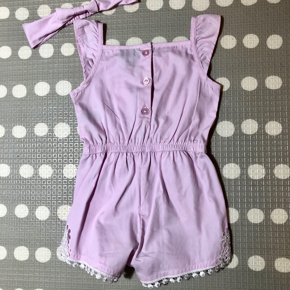 Calvin Klein girls lavender embroidered romper - Picture 5 of 6